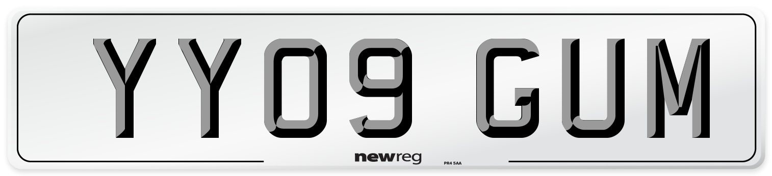 YY09 GUM Number Plate from New Reg